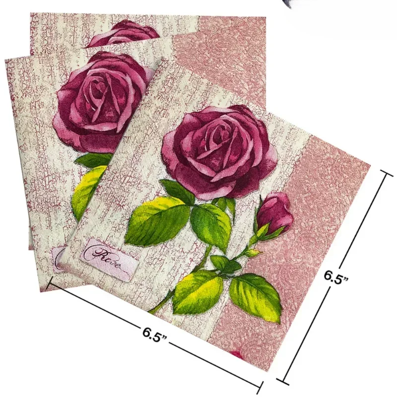 Sommer Blumen Seidenpapier Lebensmittel qualität Rose bedruckte Servietten Duft freies Seidenpapier 2-lagig 20 stücke Image