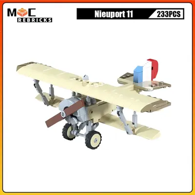 High-Tech-Militär flugzeug ww1 deutsche Armee Nieuport 11 Light Fighter Moc Bausteine Montage modell Image