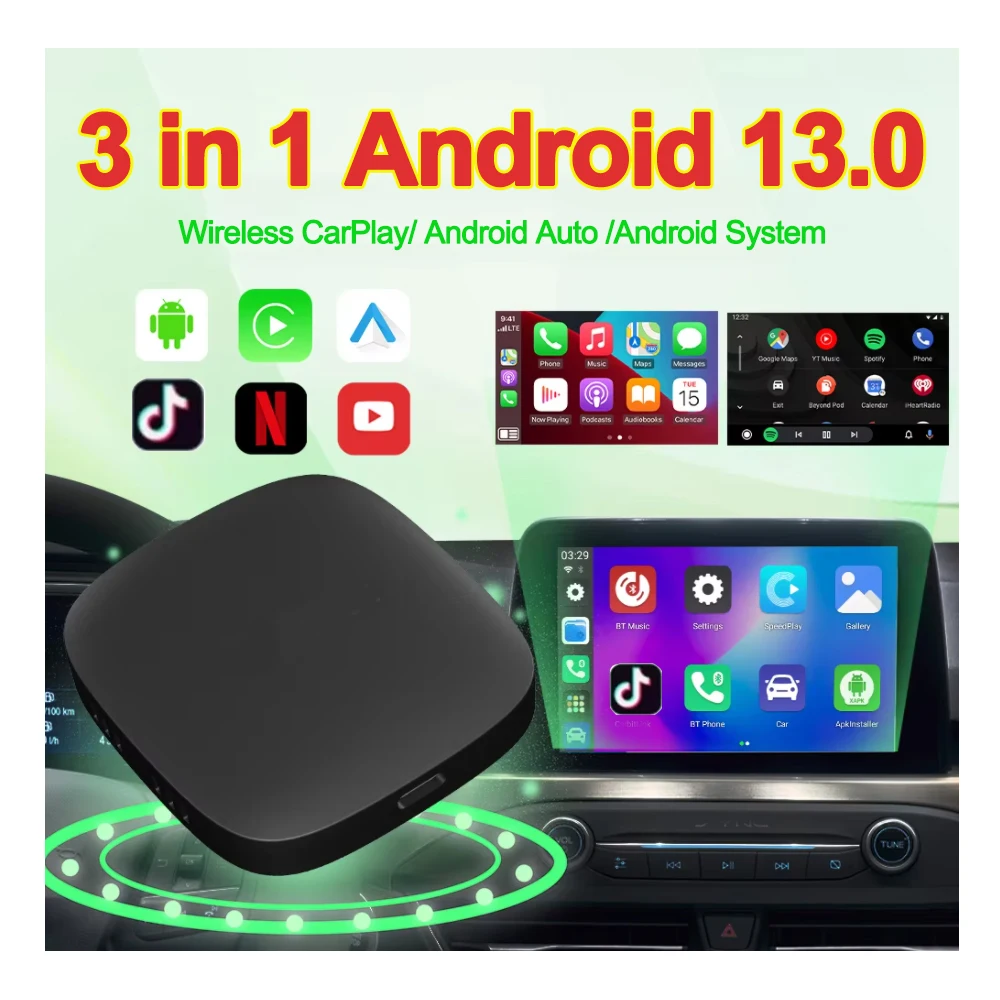 Android 13 Carplay Ai Box Wireless Android Auto Smart TV Box Auto Intelligentes System WIFI Unterstützung Netflix YouTube FOTA Upgrade Image