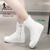 Klassische High-Top-Freizeit schuhe rutsch feste und verschleiß feste Damenschuhe mit dicken Sohlen Street Walking Solid Canvas Schuhe Größe 40