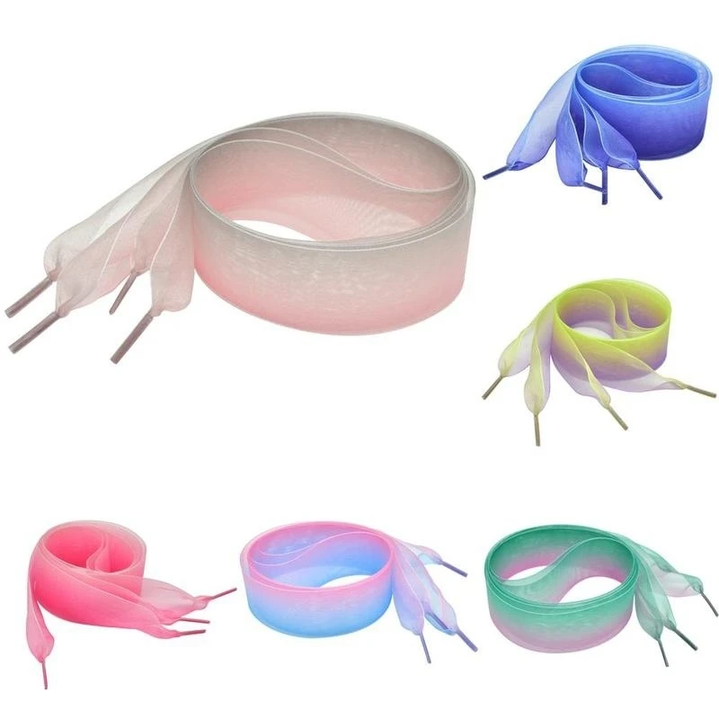 Wide Rainbow Color Fantastische flache Schnürsenkel Voile Ribbon Schnürsenkel Image