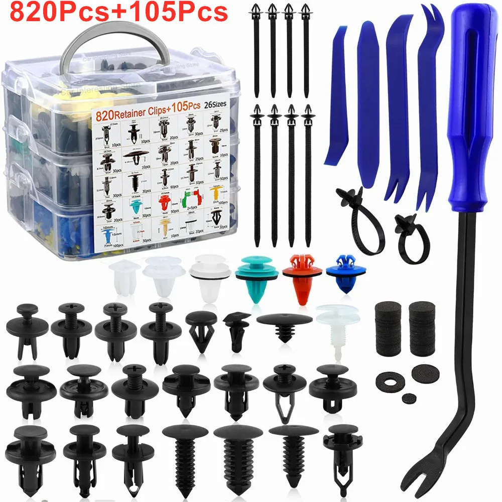 925 stücke Auto Fastener Clip Kit Push Retainer Clips Auto Körper Kotflügel Niet Clips Retainer Pin Niet Stoßstange Tür Trim Panel reparatur Image