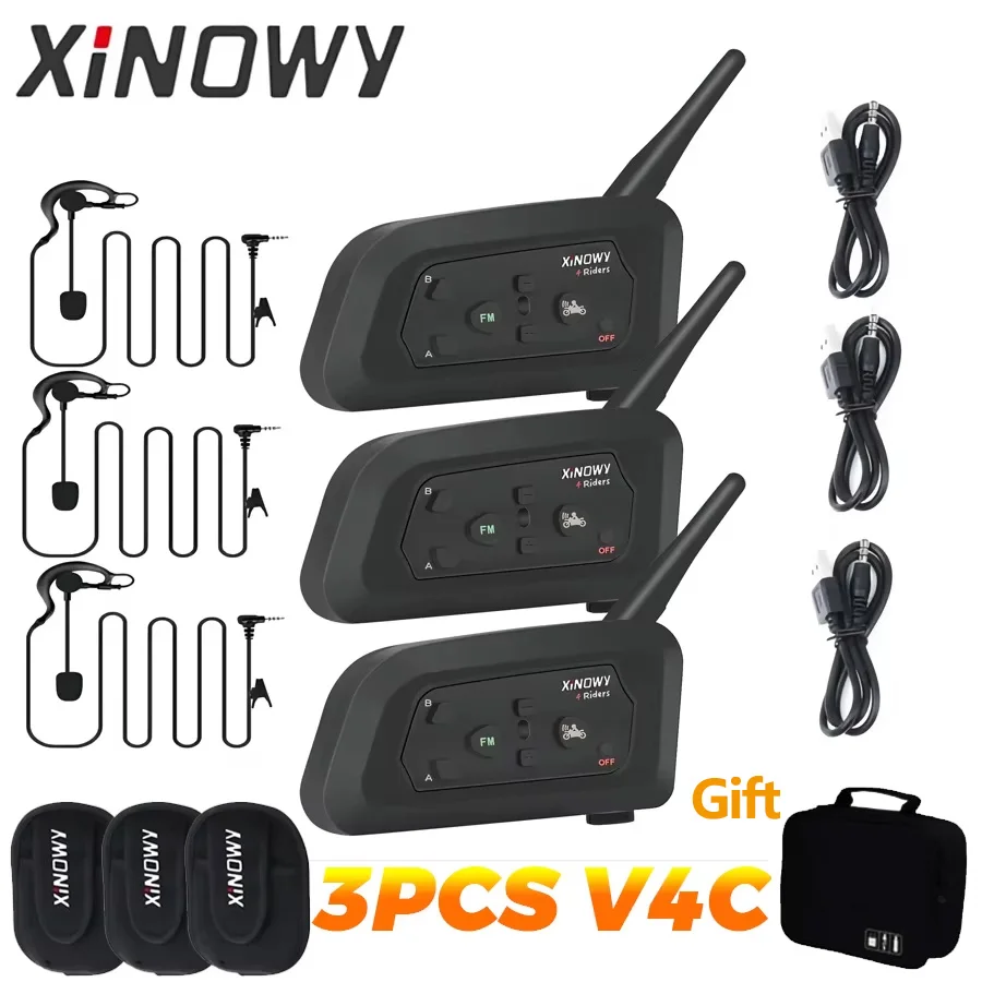 Xinowy 3pcs v4c Fußball Schiedsrichter Intercom Headset 3 Benutzer 1200m Voll duplex Bluetooth Kopfhörer Fußball Konferenz Inter phone Image