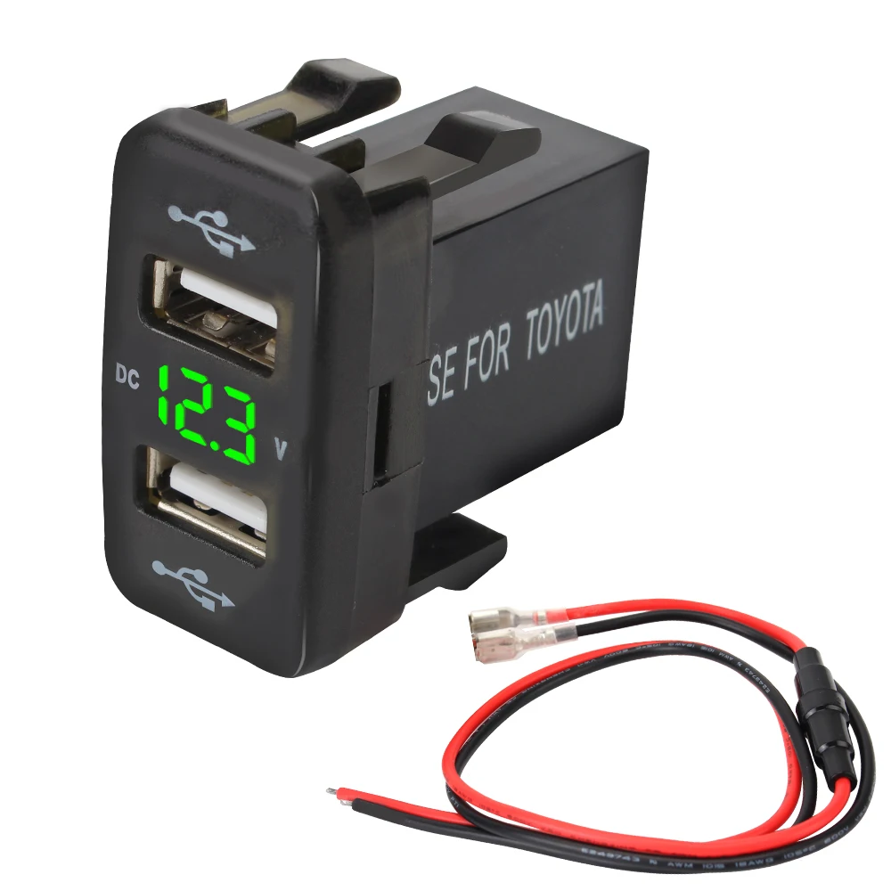 Dual USB QC Auto Steckdose Ladegerät 2.1a Dual USB für Auto USB Toyota Ladegerät 12-24V Netzteil Image