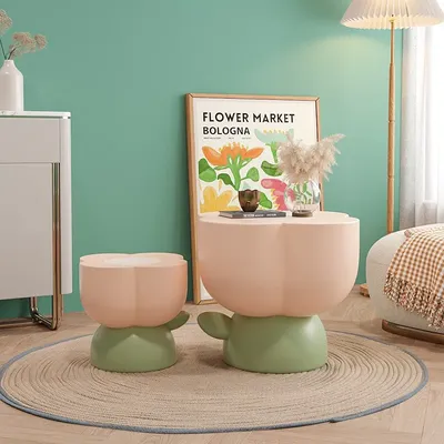 Tulip Flower Tea Table Small Table Layout Round Table Creative Bedside Table Cute Living Room Sofa Milk Side Table Coffee Table