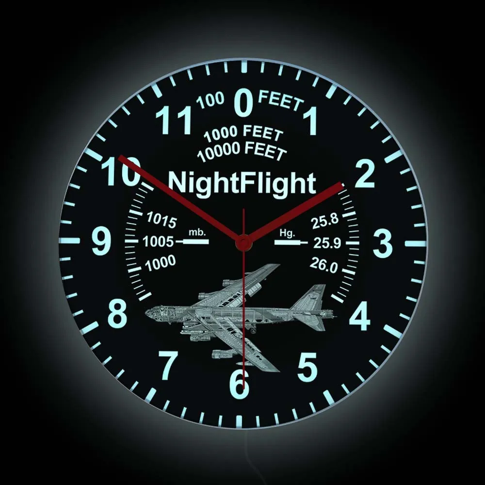 Boeing B-52 Stratofortress Flugzeug Lmuinous Neon Schild Pilot Wanduhr Air Force Strategic Bomber Aviation LED Nachtlicht Uhr Image