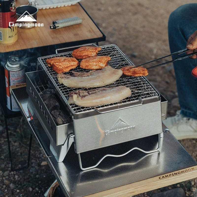 Camping moon camping MS-1018-W dicke 304 edelstahl wind dichte ofen grill gitter gitter gegrilltes fisch grill netz Image