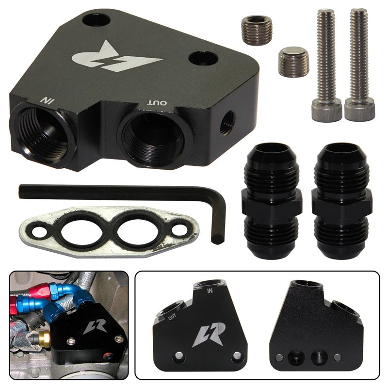 Ölkühler LR Adapter FilterI Fit AN10 GM Für Corvette C5 C6 C7 LS1 LS2 LS3 LS6 Gen IV Motoren LSX VE HSV Schwarz/Silber Image