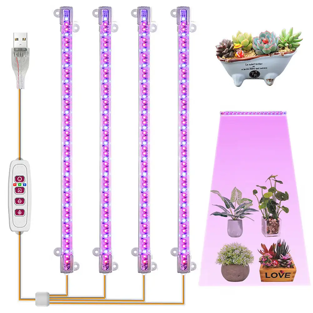 1/2/3/4 Rot Blau LED Wachsen Licht Streifen Rohr Zimmerpflanze USB Volle Spektrum Phyto Lampe Dimmbare Timer Sämlinge Gemüse Blume Lampe Image