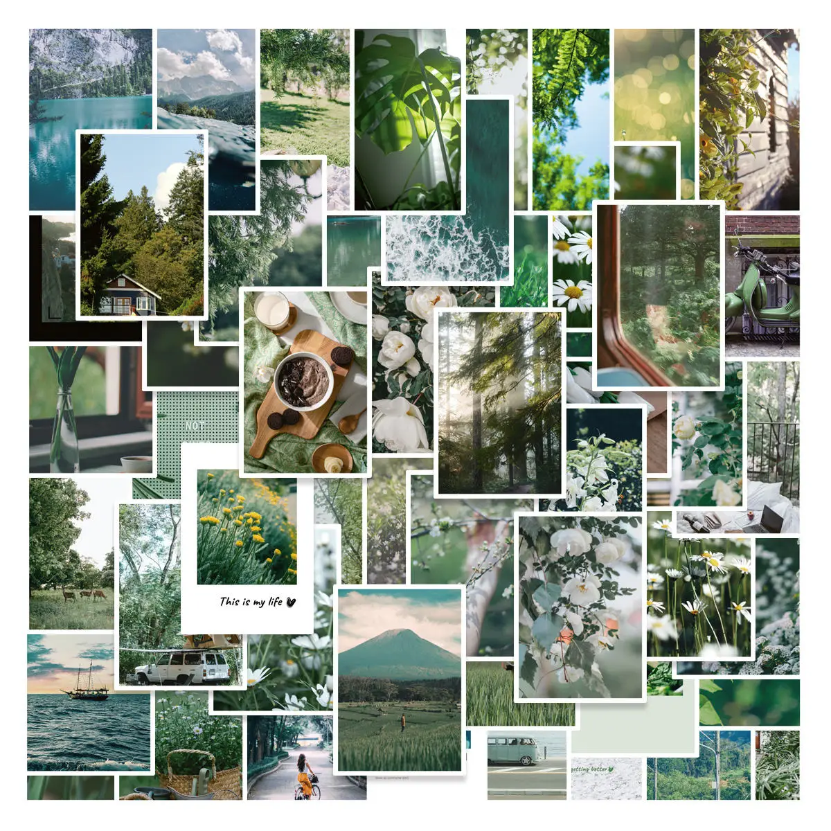 Etori leben 50 stücke washi papier retro kreative sommer landschaft kunst collage material buch geeignet für tagebücher, scrap books, tassen Image