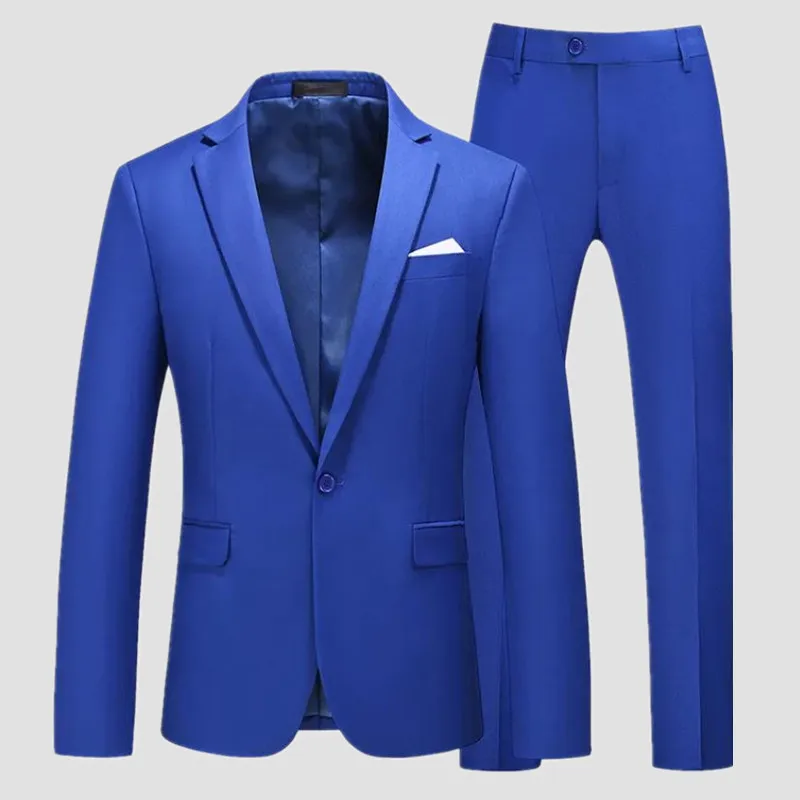 Formeller Anzug, 2-teiliges Set für Männer, Hochzeit, Party, Kleid, Mantel und Hose, große Größe, Terno Masculino, Schwarz, Weiß, Blau, Kostüm Homme