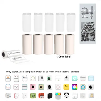 Printer Paper Thermal Paper 57mm Mini Photo Rolls 57*25MM White Color Gift DIY Sticker Label Receipt Bill Self-adhesive Paper