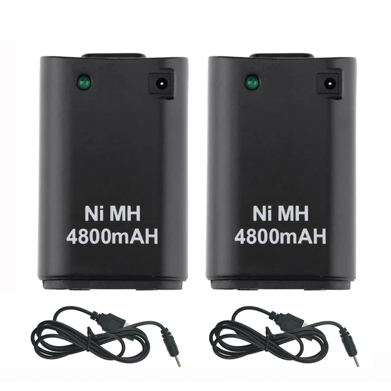 Battery For Xbox 360 Gamepad Battery 2-in 1 4800mAh Rechargeable Gamepad Ni MH Battery For Xbox 360 Controller Console Battery