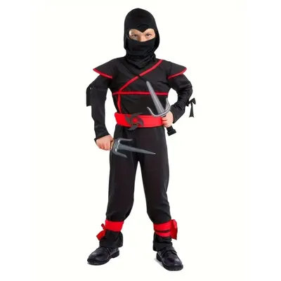 Jungen Red Ninja Maske Kostüm Cartoon Anime Japanischer Samurai Overall Halloween Anzug Kinder Party Image