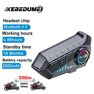 Motorrad-Gegensprechanlage, Helm-Headset, 300 m, kabelloser Kommunikator, Gegensprechanlage, 2000 Image