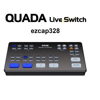 Ezcap328 Quada Live Switch 4 HDMI Video Mixer Switcher Capture Card for Live Streaming 3.5mm TRS