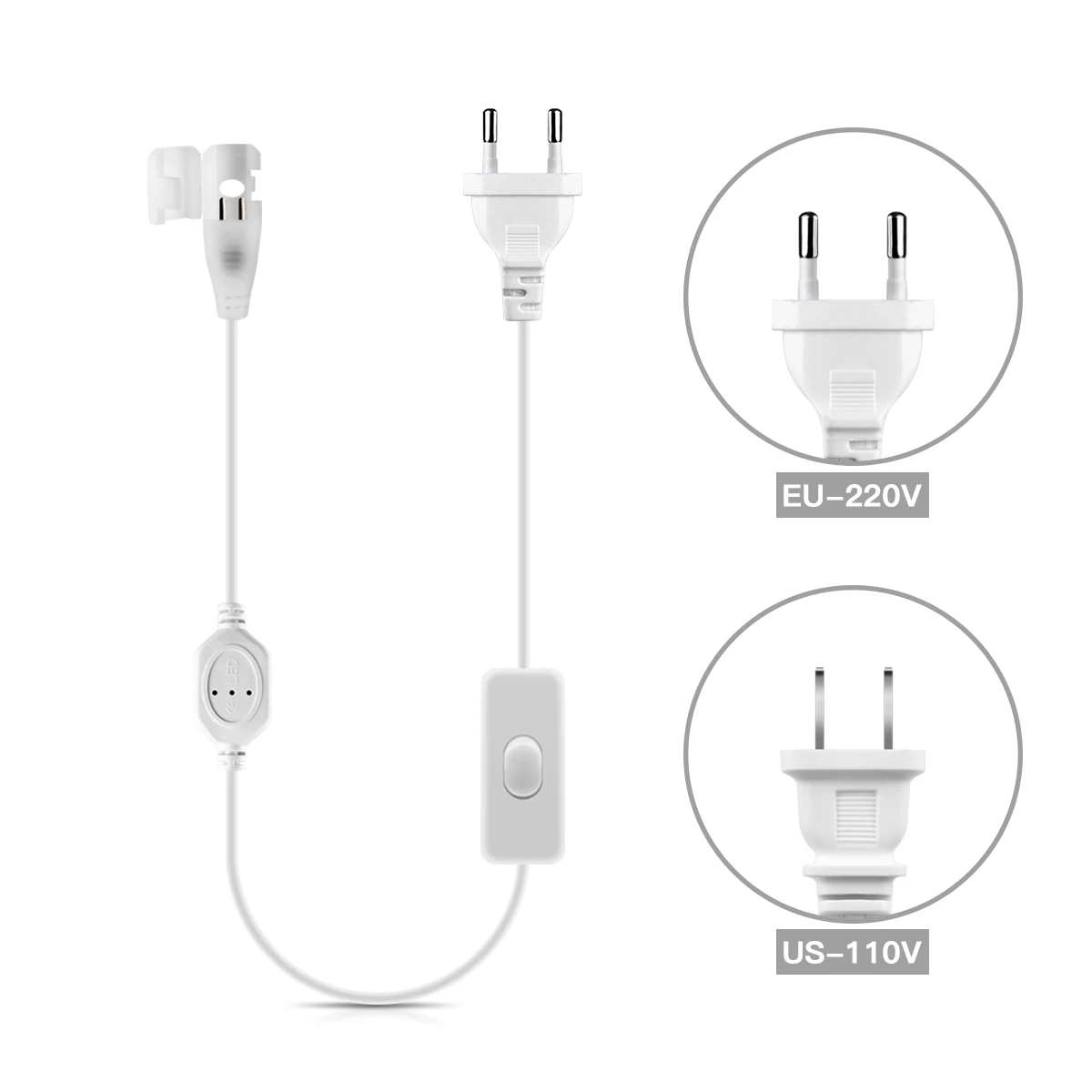 Transformator EU Stecker US Power Stecker LED Licht Schalter Kabel Draht Clips Schnalle Befestigungen Zubehör für 85-265V COB LED Streifen Ligh Image
