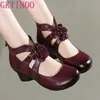 GKTINOO Vintage Sommer frauen Schuhe Aus Echtem Leder High Heel Schuhe 2024 Herbst Mode Schuhe
