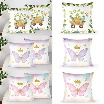 Schmetterling Dinosaurier Kissen bezug Baby Polyester Sofa Kissen bezug doppelseitiger Druck Kissen Image