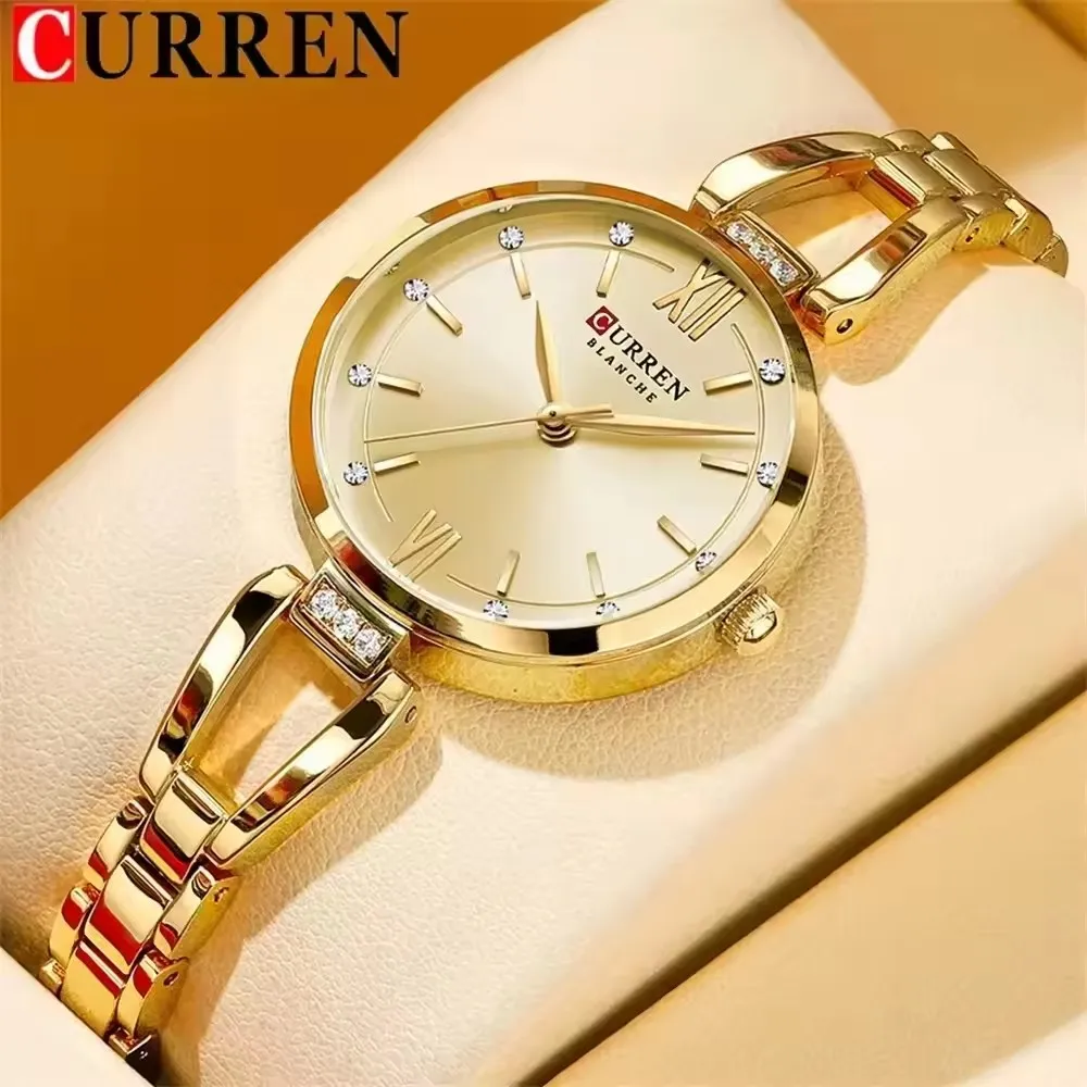 CURREN 9092 Damen-Quarzuhr, modisch, luxuriös, elegant, Edelstahlarmband, Armbanduhr für Damen und Mädchen, weibliche Uhr Image