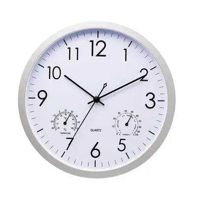 Outdoor Clock Decorative Round Clock With Thermometer and Humidity Large Wall Clocks Waterproof Elegant Retro Silent Clock