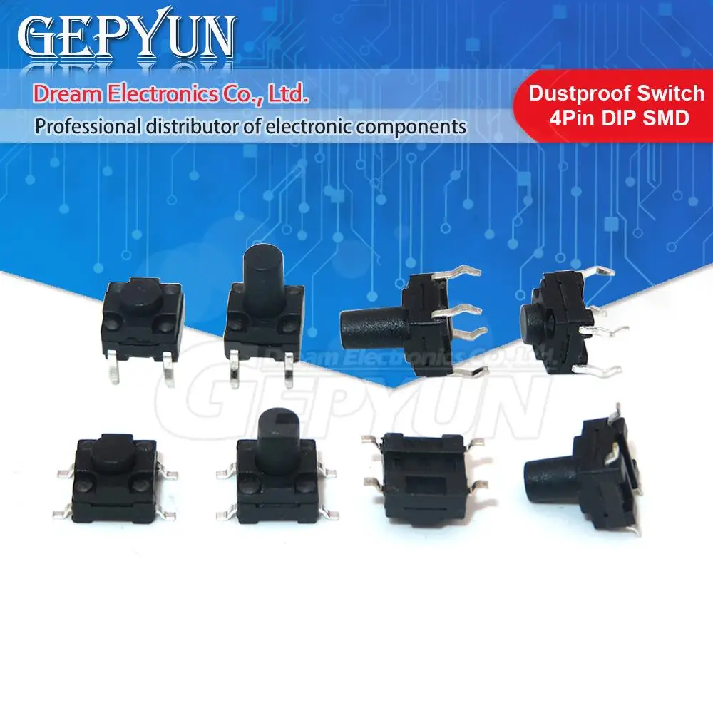 20 Stücke 6x6mm Panel Wasserdicht MicroTact Schalter 6x6x4,3/5/6/7-12 MM Staubdicht Schalter 4Pin DIP SMD 6*6*4,3 MM 5 MM 6 MM 7 MM 8 MM Image