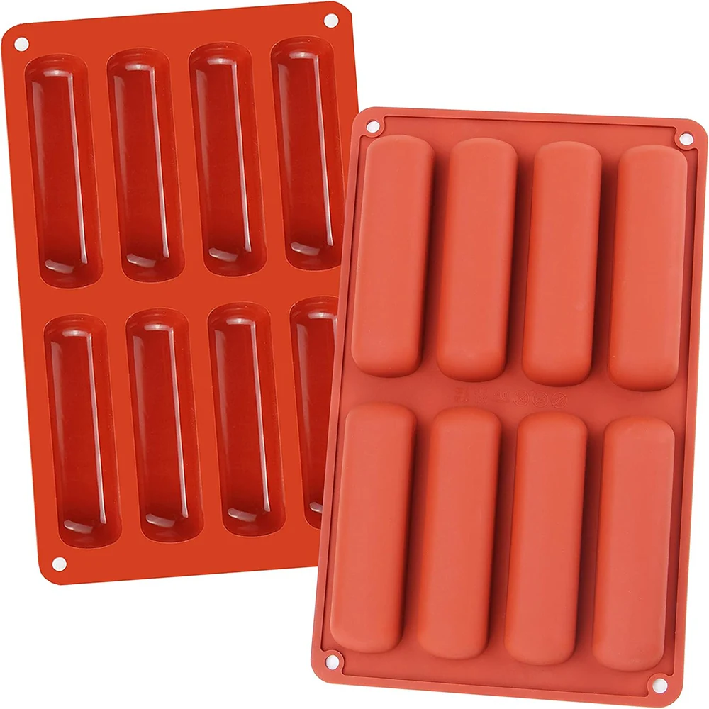 Twinkie Kuchenform Silikon Eclair Form Fingerförmige Formen Zylinder Silikon Tabletts zum Backen, Seife, Harz, Schokoriegel Image