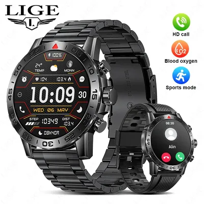 Lige neue Bluetooth-Anruf Smartwatch Männer 1,39 Zoll Herzfrequenz Sport Mann Business Uhren Fitness-Tracker wasserdichte Smartwatch