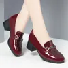 Vintage britischen Stil tiefen Mund Lack leder Schuhe Frauen Pumps 2024 Spring Block High Heels