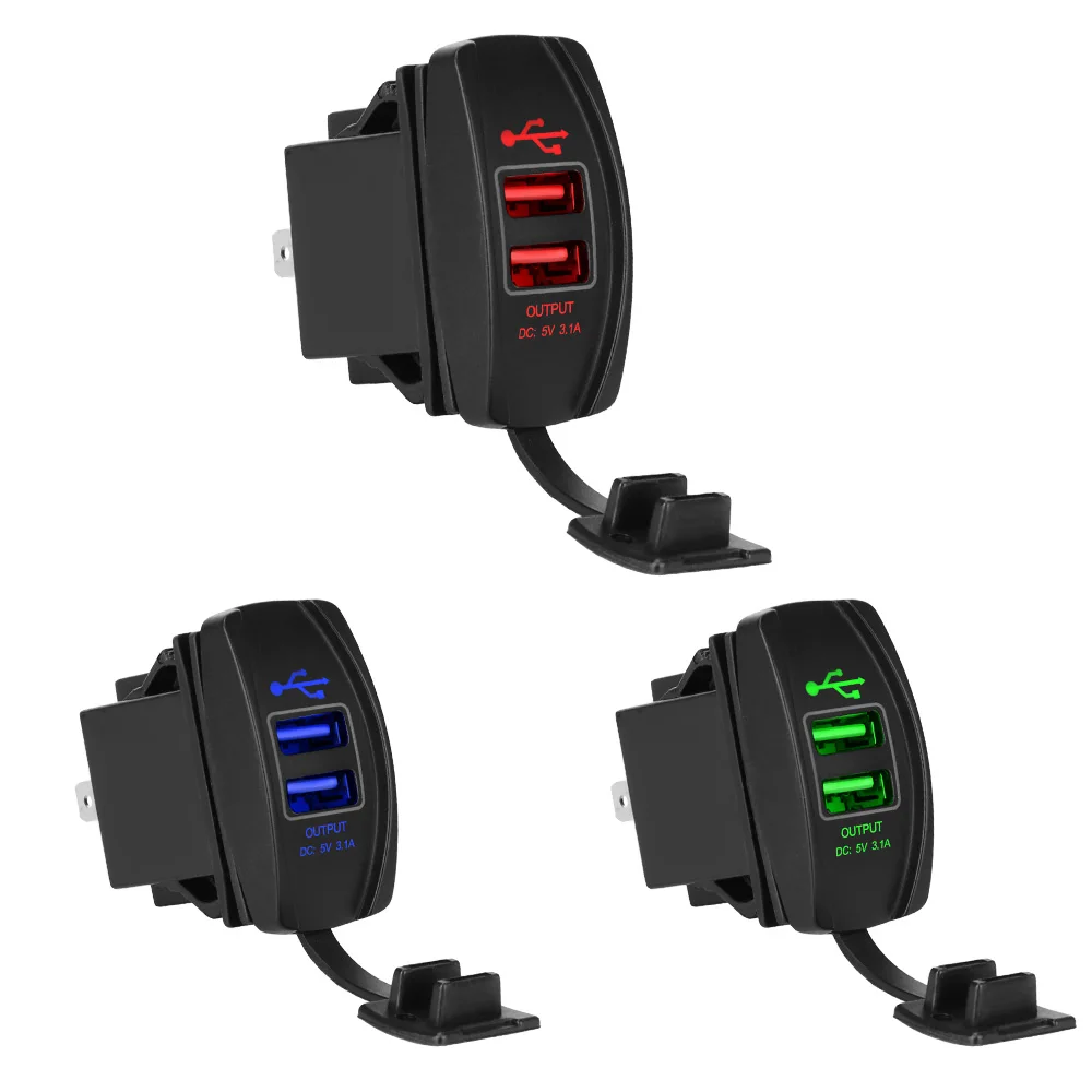 Wasserdicht 5V 3,1A LED staubdicht Telefon Ladegerät Auto Adapter Auto Ladegerät Dual USB Ports für Auto RV Camper Caravans Universal Image