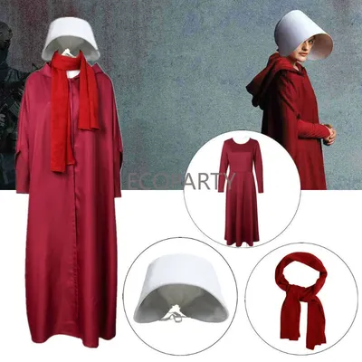 Die handmädchen märchen umhang kleid schal cos alfred halloween cosplay kostüm anzug hut off red red cos cosplay kostüm frauen 3St Image