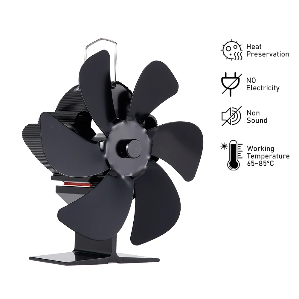 6 Blatt wärme betriebener Ofen ventilator Kamin ventilator Protokoll/Holz/Pellet brenner Ecofan effiziente Wärme verteilung leiser Haus kamin ventilator