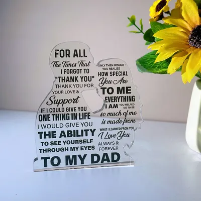 1pc Vatertag Thanksgiving Acryl Geschenke Geschenke für Papa Kunstwerk danke Vater Geschenke Haupt dekorationen Image