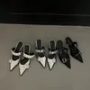 Punk Goth Metall Schnalle High Heels Damen Sandalen Sommer 2024 Spitzschuh Silber Party Schuhe Mode