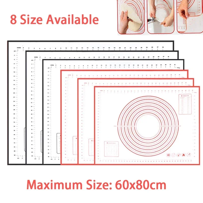 Silikon Back Matte Roll Kneten Pad Gebäck Werkzeuge Crepes Pizza Teig Antihaft Silikon Matte Für Küche Image