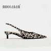 Leopard Print Frauen Schuhe Vintage Design Elegante Low Heels Sandalen Pumps Sexy Flache Party Büro Dame Schuhe