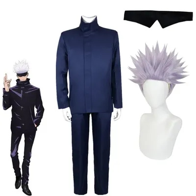 Anime Jujutsu Kaisen Gojo Satoru Cosplay Kostüme Top Hosen Halloween Party High School Uniform Set Image