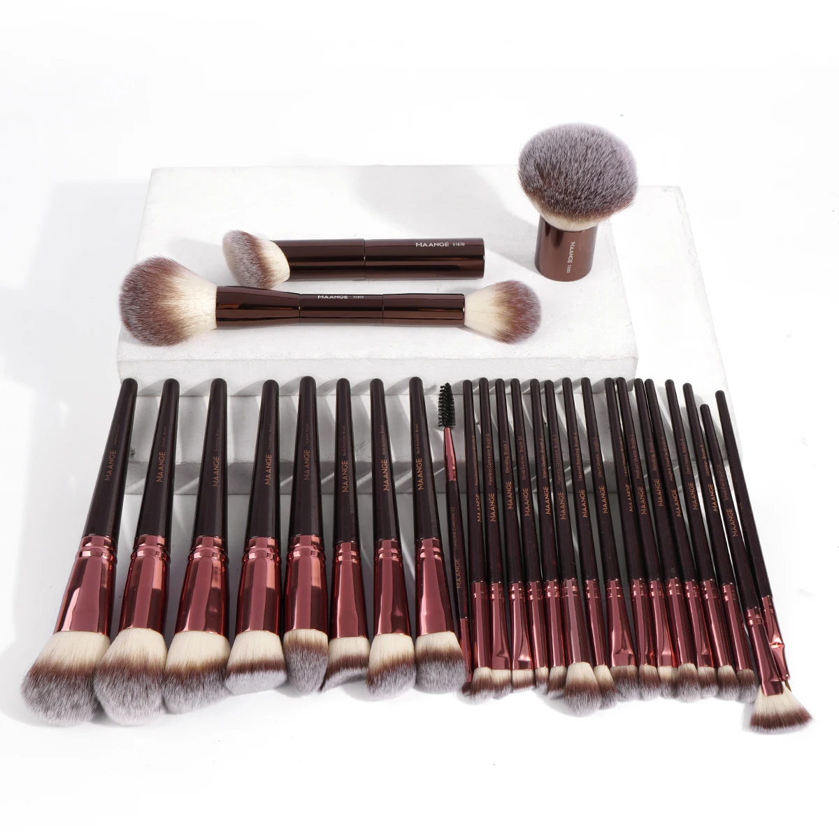 Maange 28pcs Make-up Pinsel Set doppel endige Foundation Pinsel Puder Concealer Rouge Pinsel Gesicht Augen Make-up Pinsel Kit für die Reise Image
