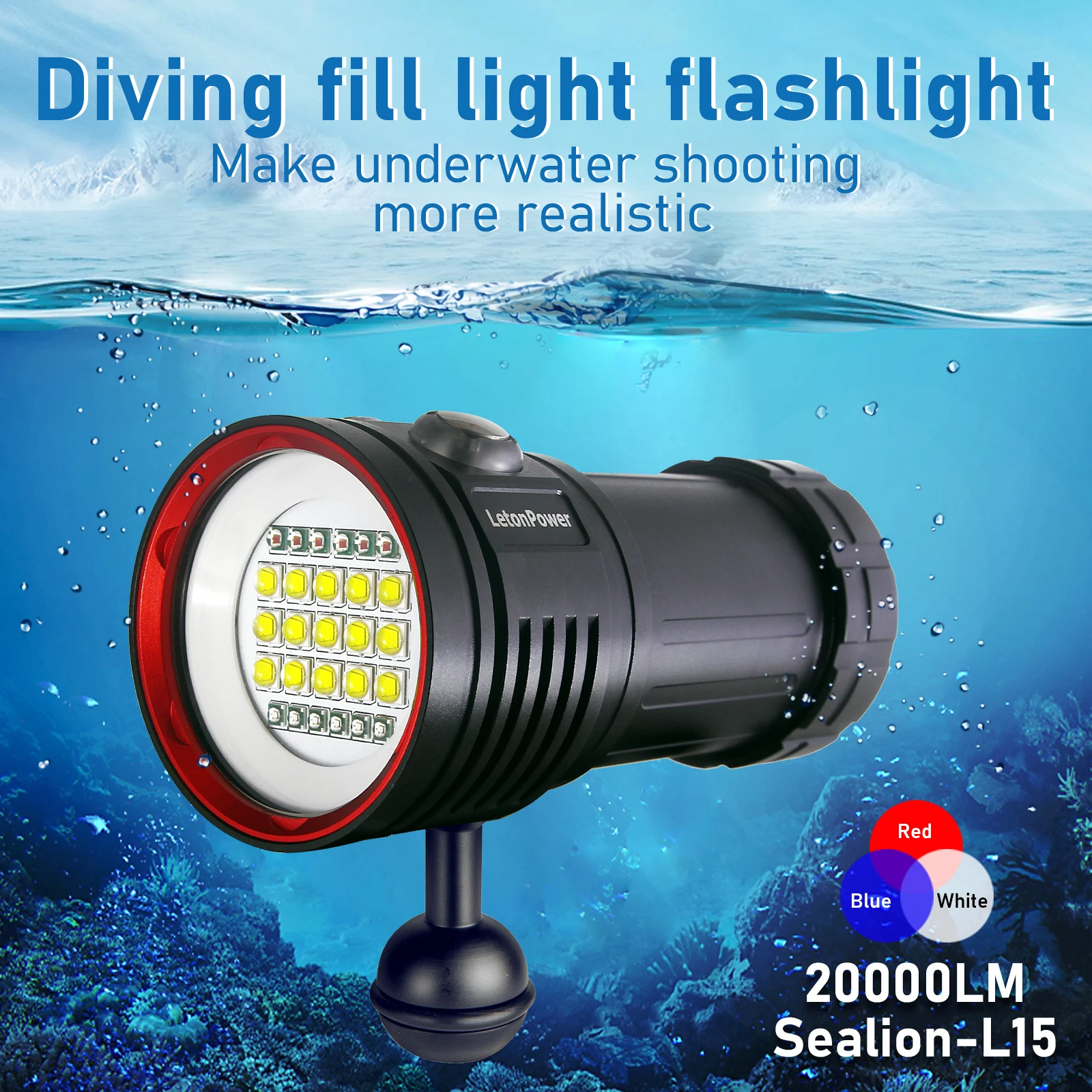 Profession elle Taucht aschen lampe 100m wasserdichtes Licht 22800 Lumen Tauch licht Typ C wiederauf lad bares Unterwasser-Video licht Image