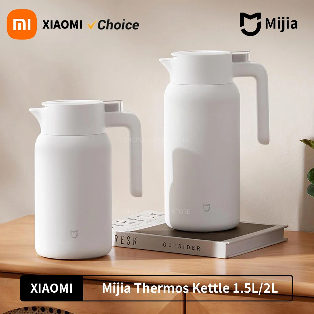 NEU XIAOMI Mijia Thermoskanne, vakuumisolierte Flasche für Heiß-/Kaltgetränke, 1,5/2,0 l, 60 Unzen Kaffeekaraffe, Heißwasser-Teespender Image