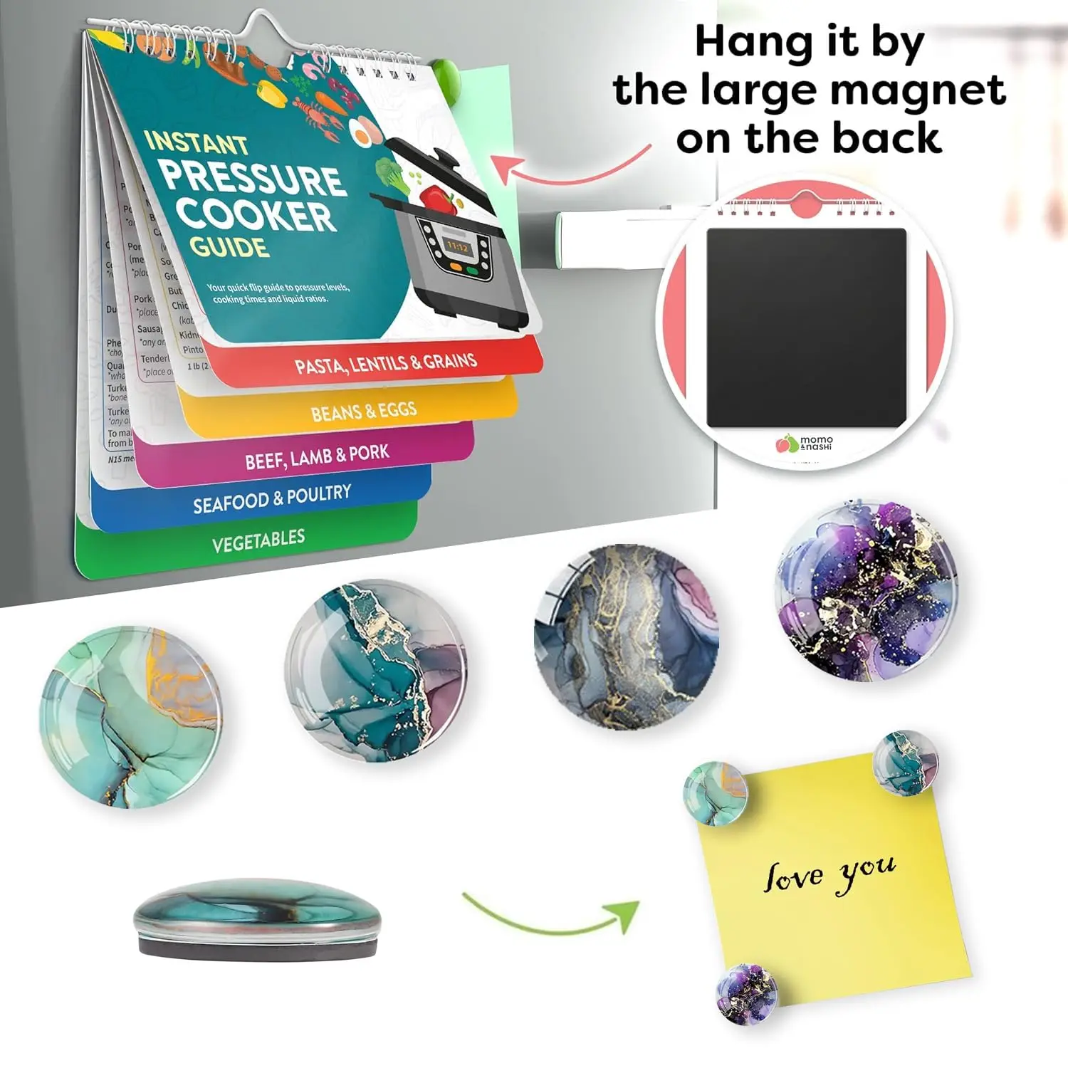 Silberne Luft fritte use Spickzettel magnetische Koch anleitung Broschüre i kühlschrank fertige Luft fritte use Magie: Kochbuch mit hängender Schlaufe & Magnet Image