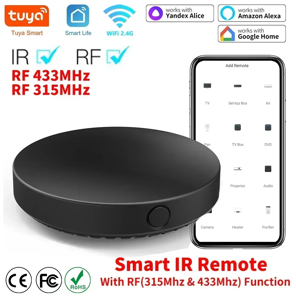 Tuya wifi ir rf fernbedienung 315 433 mhz universal für alle klimaanlage tv lg smart life app arbeiten mit alexa