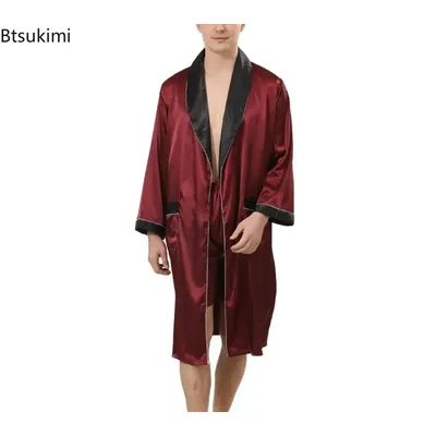 2025 männer Sommer Casual Seide Robe Sets Nachtwäsche Robe & Shorts Zwei Stücke Mann Satin Bequeme Image