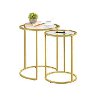 Satztische rund, 2er Set Beistelltisch, Couchtisch Glas, für Wohnzimmer, modernes Design, Image