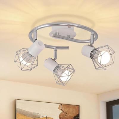 Gbly - Deckenstrahler 3 Flammig Rund - Deckenleuchte Deckenlampe Industrial Retro E14 Schwenkbar Image