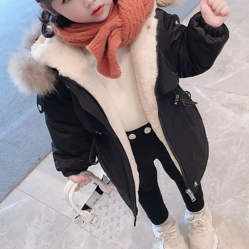 Toddler Girls' Parka Solid Color Fashion Outdoor Cotton Coat Outerwear 3-7 Years Fall Black Pink Blue