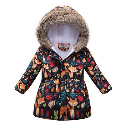 Girls' 3D Kids Puffer Jacket Butterfly Fox Coat Down Coat Puffer Jacket Long Sleeve Fall Winter Active Streetwear Kids 3-10 Years Vacation Street Regular Fit