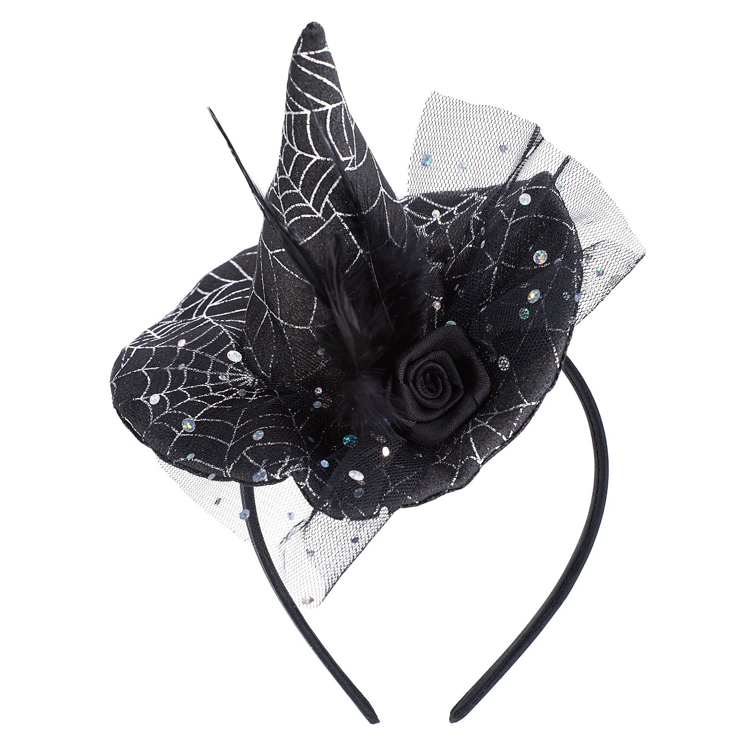 Mini-Hexenhut Spinnennetz, schwarz/silber Image