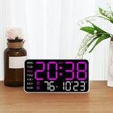 JilgTeokBorderless Digital Wall Clock Multi-Function Voice-Controlled Clock Adjustable LED Color Display Clock Brightness Adjustment Automatic Photosensitive(8.46*4.33*1.06in)