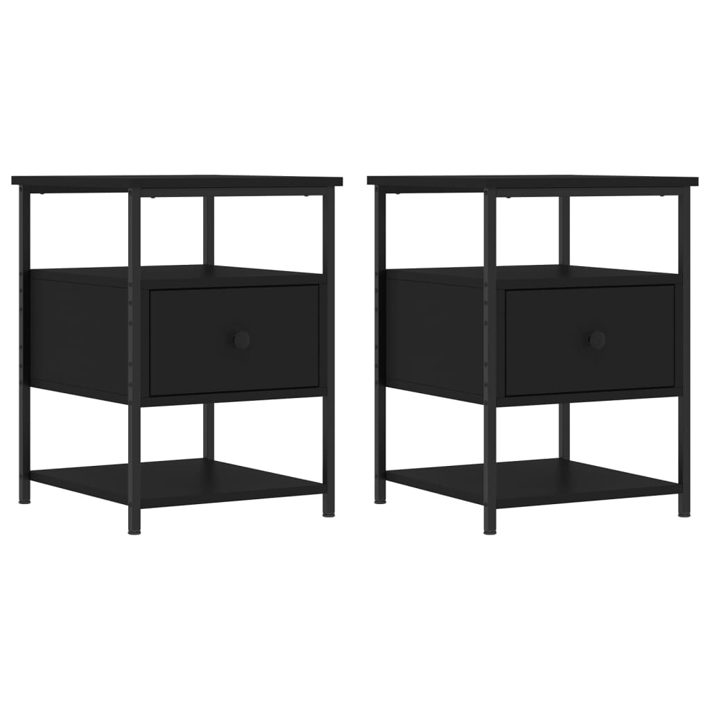vidaXL Nachttische 2 Stk. Schwarz 40x42x56 cm Holzwerkstoff Image